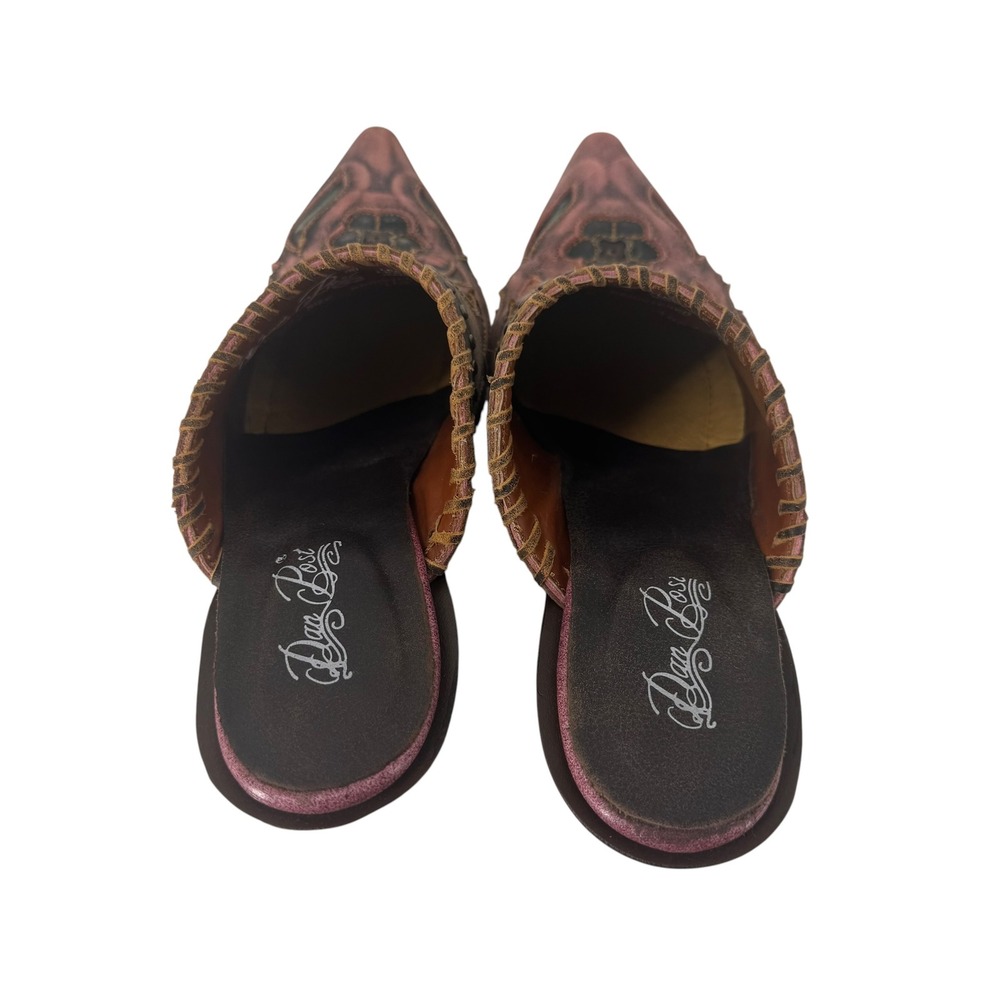 Dan Post Womens Pink Leather Western Mules Pointed Toe Heart Floral Clogs 9.5 M - Picture 7 of 11